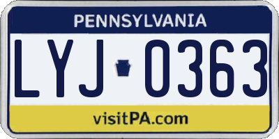 PA license plate LYJ0363