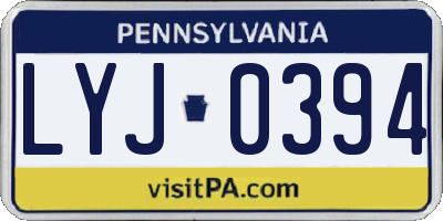 PA license plate LYJ0394