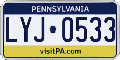 PA license plate LYJ0533