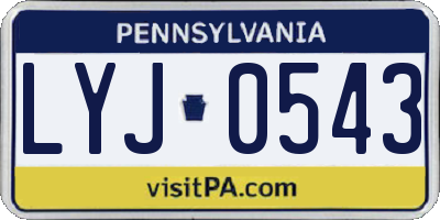PA license plate LYJ0543