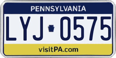 PA license plate LYJ0575
