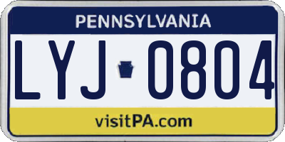 PA license plate LYJ0804
