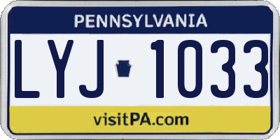 PA license plate LYJ1033