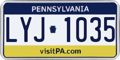 PA license plate LYJ1035