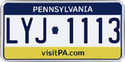 PA license plate LYJ1113