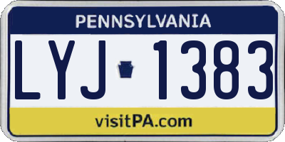 PA license plate LYJ1383