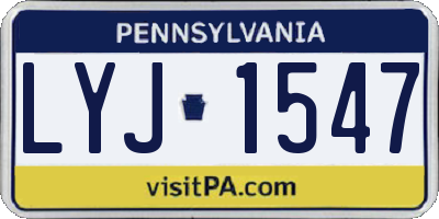 PA license plate LYJ1547