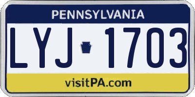 PA license plate LYJ1703
