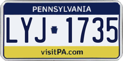 PA license plate LYJ1735