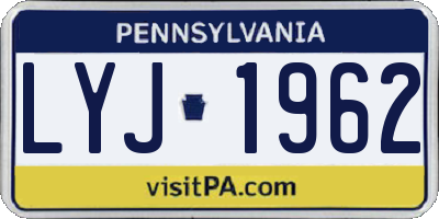 PA license plate LYJ1962