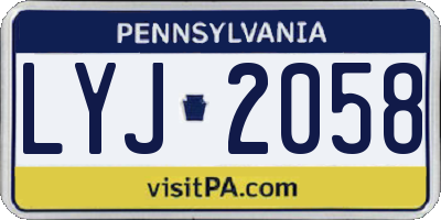 PA license plate LYJ2058