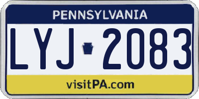 PA license plate LYJ2083