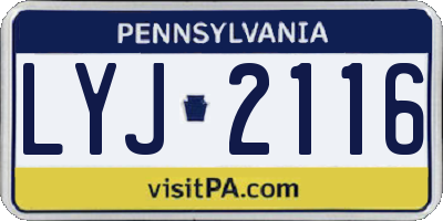 PA license plate LYJ2116