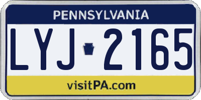 PA license plate LYJ2165