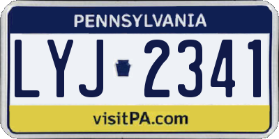 PA license plate LYJ2341