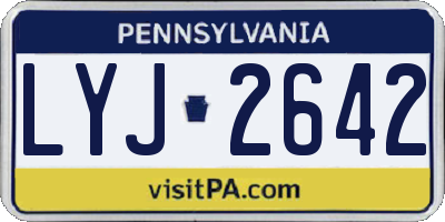 PA license plate LYJ2642