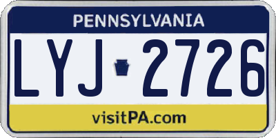 PA license plate LYJ2726