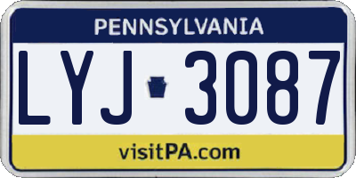 PA license plate LYJ3087
