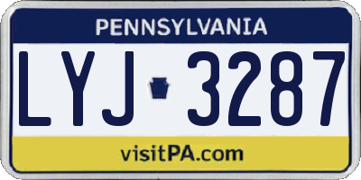 PA license plate LYJ3287