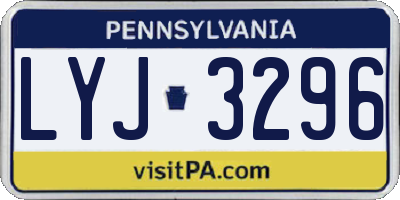 PA license plate LYJ3296