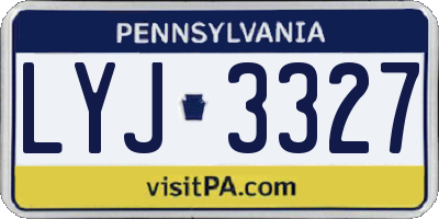 PA license plate LYJ3327