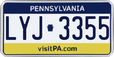 PA license plate LYJ3355