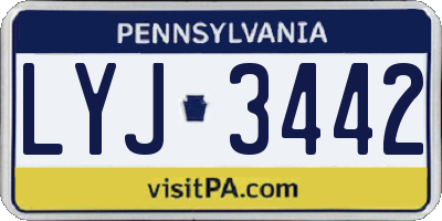 PA license plate LYJ3442