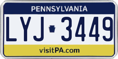 PA license plate LYJ3449