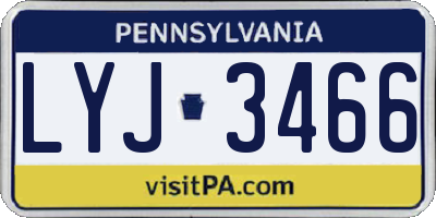 PA license plate LYJ3466
