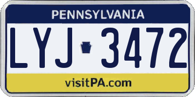 PA license plate LYJ3472