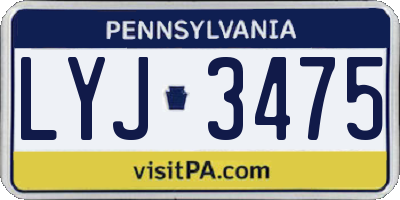 PA license plate LYJ3475