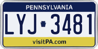 PA license plate LYJ3481
