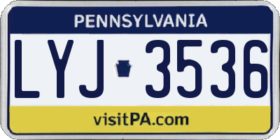 PA license plate LYJ3536