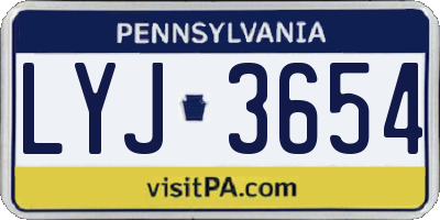 PA license plate LYJ3654