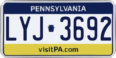 PA license plate LYJ3692