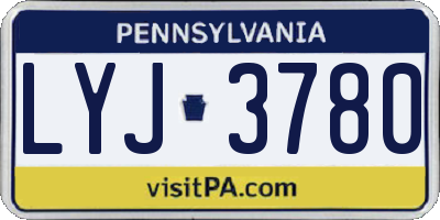 PA license plate LYJ3780