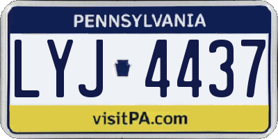 PA license plate LYJ4437
