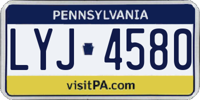 PA license plate LYJ4580