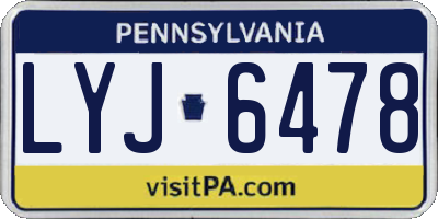 PA license plate LYJ6478
