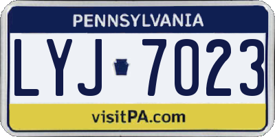 PA license plate LYJ7023