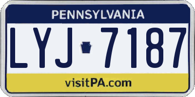 PA license plate LYJ7187