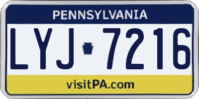 PA license plate LYJ7216