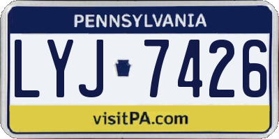 PA license plate LYJ7426