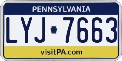 PA license plate LYJ7663