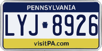 PA license plate LYJ8926