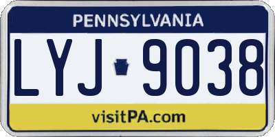 PA license plate LYJ9038