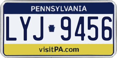 PA license plate LYJ9456