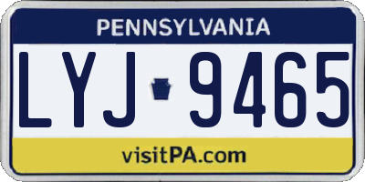 PA license plate LYJ9465