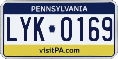 PA license plate LYK0169