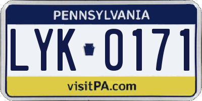 PA license plate LYK0171